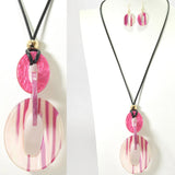 96448, OVAL CELLULOID ACETATE LONG ADJUSTABLE PENDANT NECKLACE