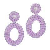 Oval Shape Raffia Earring - view 2