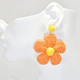 96454, DAISY FLOWER RAFFIA EARRING