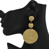 Raffia Round Drop Dangle Earring - view 7