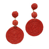 Raffia Round Drop Dangle Earring