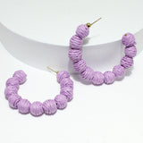 96464, 60MM RAFFIA BALL HOOP EARRING