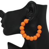 96464, 60MM RAFFIA BALL HOOP EARRING