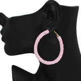 96466, 50MM GLITTER ROUND HOOP EARRING