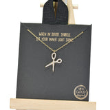 96468, GOLD DIPPED, DAINTY SCISSORS CHARM CUBIC ZIRCONIA NECKLACE
