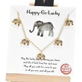 96471, GOLD DIPPED, "HAPPY GO LUCKY" DAINTY ELEPHANT CHARM NECKLACE