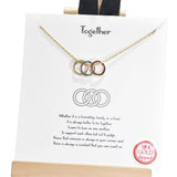 96473, GOLD DIPPED, "TOGETHER" DAINTY TRIPLE RING NECKLACE
