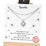 96474, GOLD DIPPED, "SPARKLE" DAINTY STARBURST CHARM DOUBLE LAYERED NECKLACE