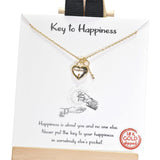96475, GOLD DIPPED, "KEY TO HAPPINESS" DAINTY CHARM NECKLACE, VALENTINE'S DAY