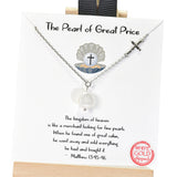 96476, GOLD DIPPED, "THE PEARL OF GREAT PRICE" DAINTY CHARM NECKLACE, RELIGIOUS