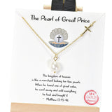 96476, GOLD DIPPED, "THE PEARL OF GREAT PRICE" DAINTY CHARM NECKLACE, RELIGIOUS