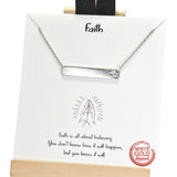96479, GOLD DIPPED, "FAITH" DAINTY CROSS ACCENT BAR NECKLACE, RELIGIOUS