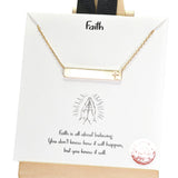 96479, GOLD DIPPED, "FAITH" DAINTY CROSS ACCENT BAR NECKLACE, RELIGIOUS