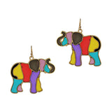 Abstract Elephant Dangle Earring