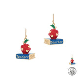 96534, TEACHER THEME APPLE ENAMEL DANGLE EARRING