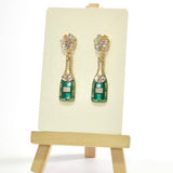 Champagne Wine Bottle Enamel Rhinestone Earring