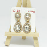 96587, TEARDROP RHINESTONE ACCENT CLIP ON EARRING, WEDDING, BRIDAL, PROM