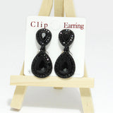 96587, TEARDROP RHINESTONE ACCENT CLIP ON EARRING, WEDDING, BRIDAL, PROM