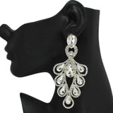 96591, TEARDROP RHINESTONE ACCENT EVENING EARRING, WEDDING, BRIDAL, PROM