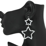 96592, STAR BAGUETTE RHINESTONE DANGLE EARRING