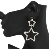 96592, STAR BAGUETTE RHINESTONE DANGLE EARRING