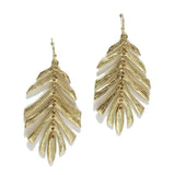 Textured Leaf Metal Earring - view 2