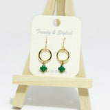 Dainty Clover Charm Round Dangle Earring - view 2