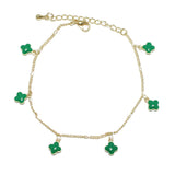 96623, DAINTY ENAMEL CLOVER CHARM BRACELET
