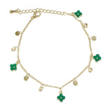 96624, MULTI DAINTY ENAMEL CLOVER CHARM BRACELET