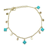 96624, MULTI DAINTY ENAMEL CLOVER CHARM BRACELET