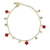 96624, MULTI DAINTY ENAMEL CLOVER CHARM BRACELET