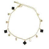 96624, MULTI DAINTY ENAMEL CLOVER CHARM BRACELET