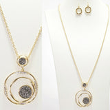 Glitter Accent Geometric Long Pendant Necklace