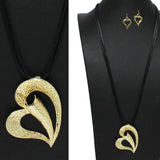 Textured Heart Long Pendant Necklace