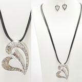 Textured Heart Long Pendant Necklace - view 2