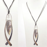 96645, JESUS ICTHUS FISH SHELL LONG PENDANT NECKLACE