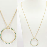 96647, DAINTY BEADED ROUND CIRCLE LONG PENDANT NECKLACE