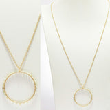 96647, DAINTY BEADED ROUND CIRCLE LONG PENDANT NECKLACE