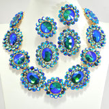 96651, ROUND RHINESTONE EVENING NECKLACE SET