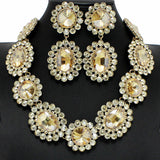 96651, ROUND RHINESTONE EVENING NECKLACE SET