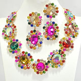 96651, ROUND RHINESTONE EVENING NECKLACE SET