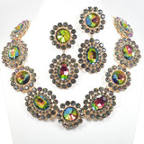 96651, ROUND RHINESTONE EVENING NECKLACE SET