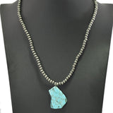Natural CUT Stone Charm with Navajo Beaded Necklace