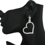 96674, HEART PAVE CRYSTAL RHINESTONE EARRING