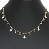 96688, MULTI DAINTY ENAMEL CLOVER CHARM NECKLACE