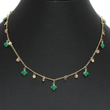96688, MULTI DAINTY ENAMEL CLOVER CHARM NECKLACE
