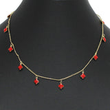 Dainty Enamel Clover Charm Necklace