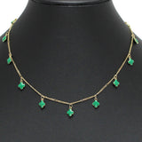 Dainty Enamel Clover Charm Necklace - view 2