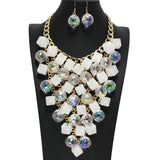 96699, CHUNKY SQUARE WITH ROUND CHARM STATEMENT NECKLACE
