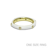 96736, ROUND RHINESTONE ACCENT ENAMEL RING